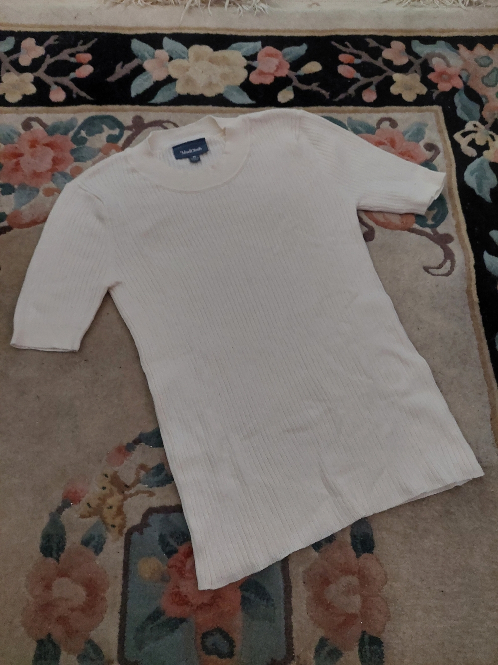 ModCloth Cream Ribbed Short-Sleeve Sweater - Picture 3 of 6